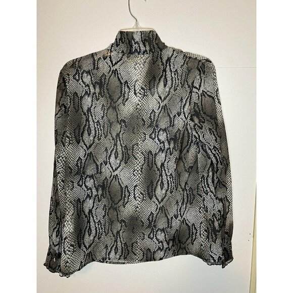 Anthropologie Tulle Sheer Top Blouse X-Small Snakeskin Print - Picture 4 of 4